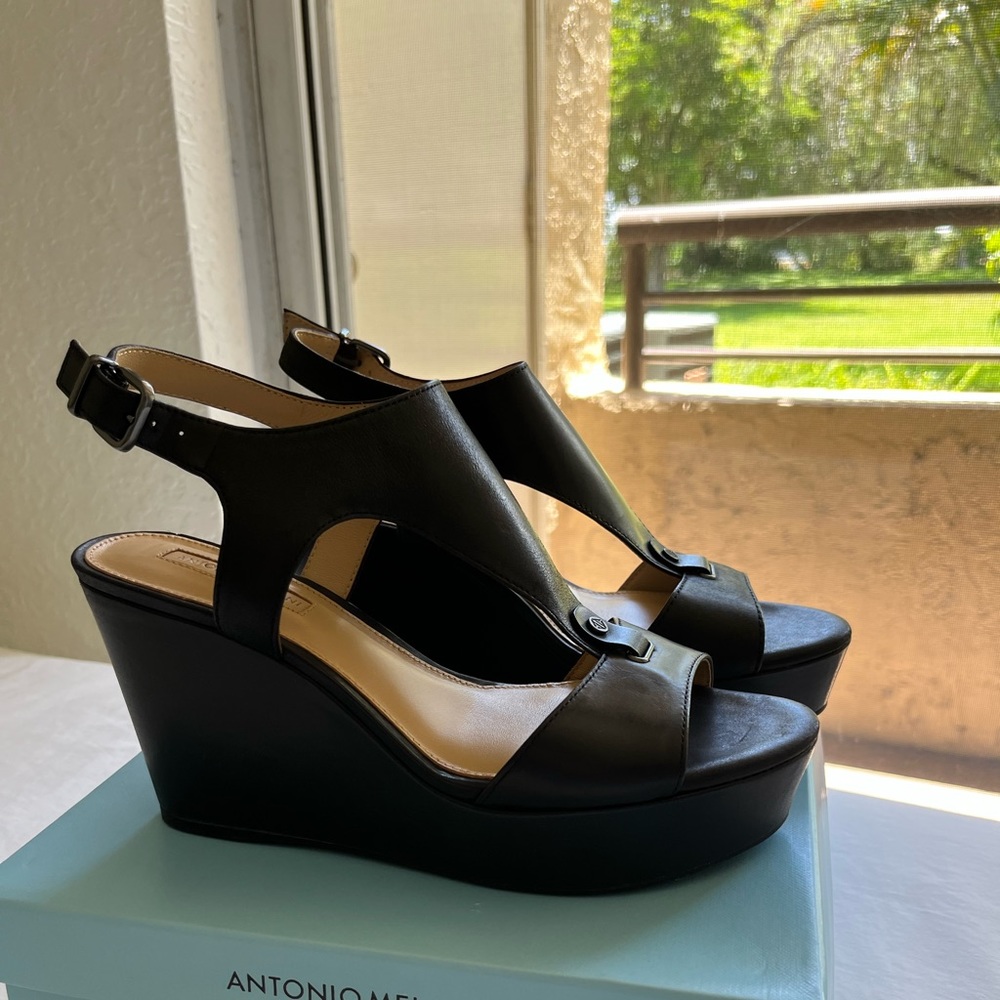 ANTONIO MELANI PAETYN WEDGE
SANDALS IN BLACK
